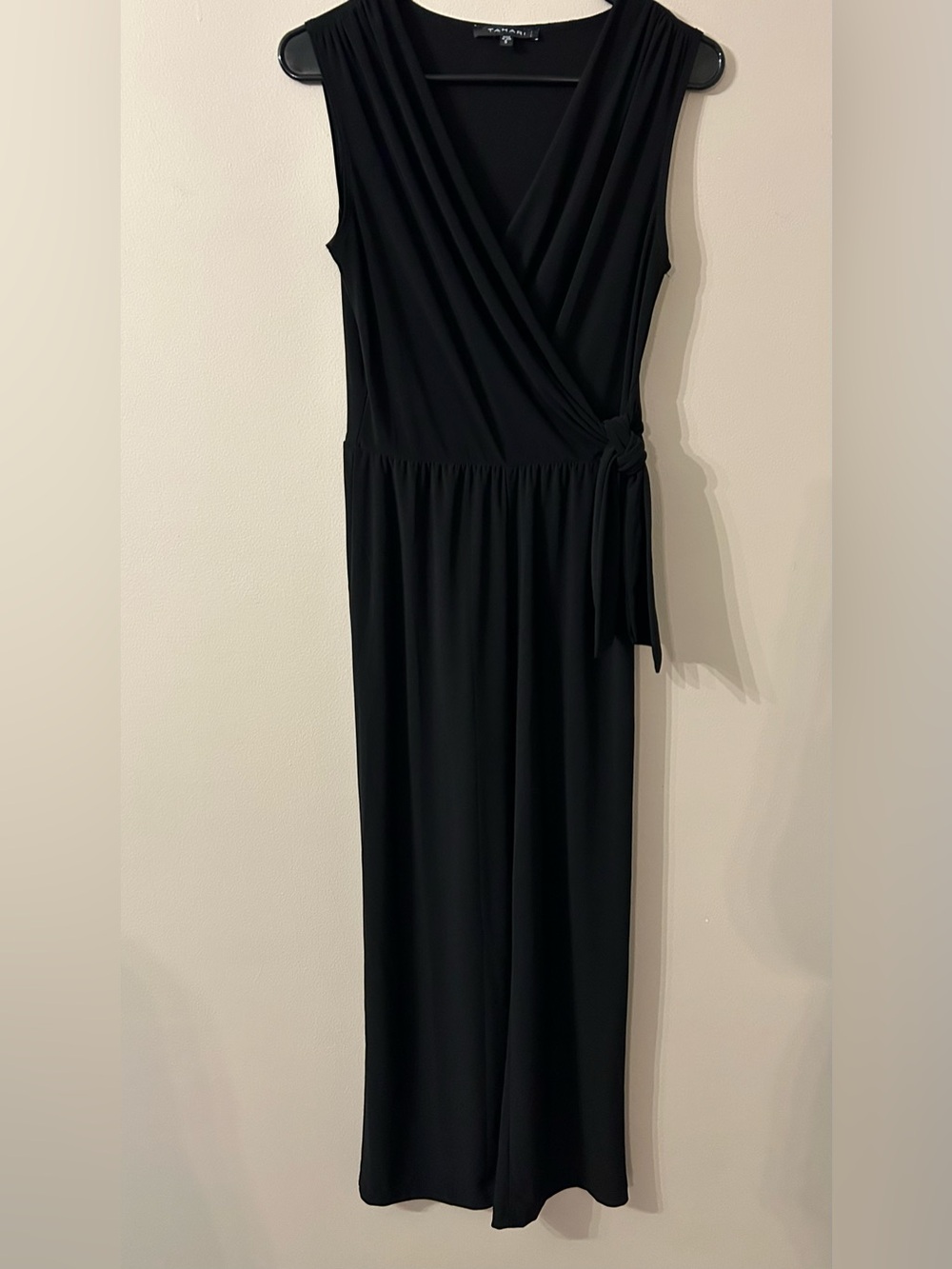 Tahari Black Sleeveless Wrap-Style Jumpsuit